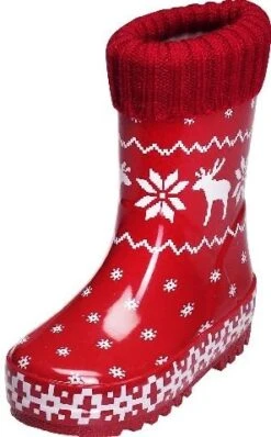 Playshoes Kautschuk Winter Gummistiefel Gefüttert Rot Norweger Muster