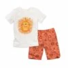 People Wear Organic Sommer Pyjama Löwe Shorty Weiß / Orange Bio-Baumwolle
