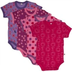 Pippi Kurzarm Body Pink Dots & Blümchen 4er Pack Baumwolle