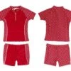 Playshoes UV Schutz Anzug Mädchen Set Shirt + Shorts Rot Mit Punkten