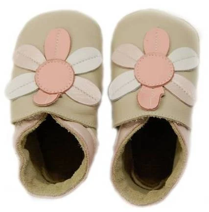 Bobux Mädchen Krabbelschuhe Beige/rosa Blume 1 Bobux Mädchen Krabbelschuhe Beige/rosa Blume
