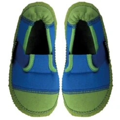 Nanga Hausschuhe Klette Mitttelblau/grün Bio-Baumwolle