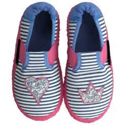 Nanga Mädchen Hausschuhe Herzklopfen Gestreift Bio-Baumwolle