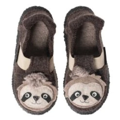 Nanga Kinder Hausschuhe Faultier Shaggy Braun Schurwolle