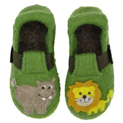 Nanga Kinder Hausschuhe Jungle Kings Grün Schurwolle