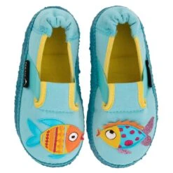 Nanga Kinder Hausschuhe Goldfischi Hellblau Bio-Baumwolle