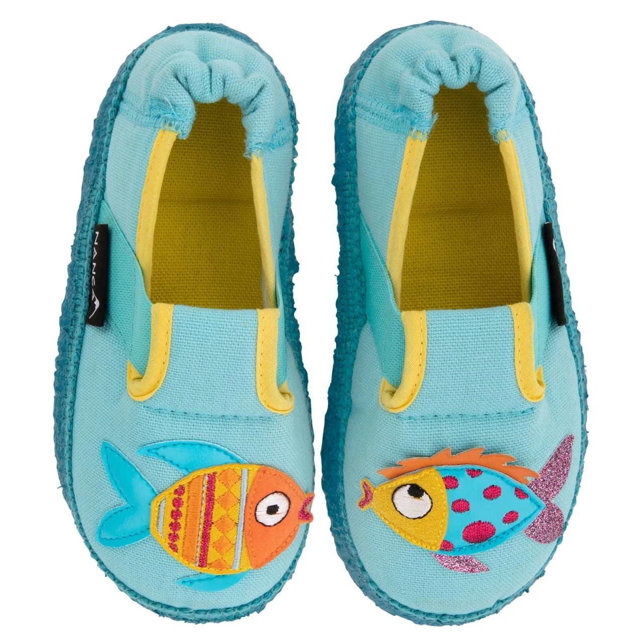 Nanga Kinder Hausschuhe Goldfischi Hellblau Bio-Baumwolle 1 Nanga Kinder Hausschuhe Goldfischi Hellblau Bio-Baumwolle