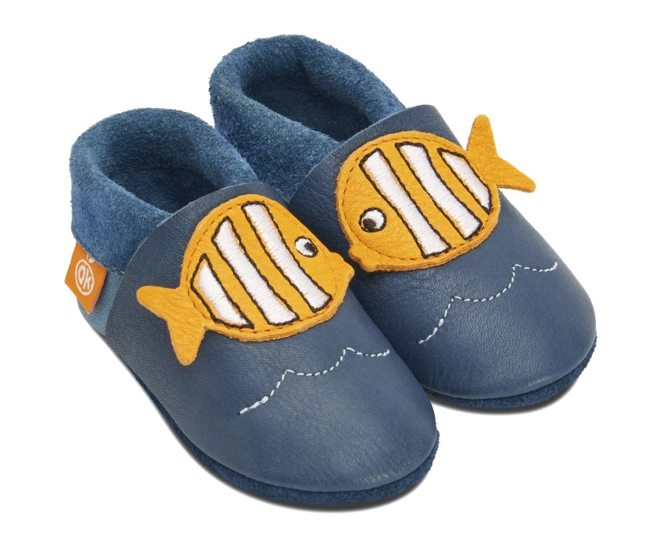 Orangenkinder Hausschuhe Fisch Blau/orange 3 Orangenkinder Hausschuhe Fisch Blau/orange – Bild 3