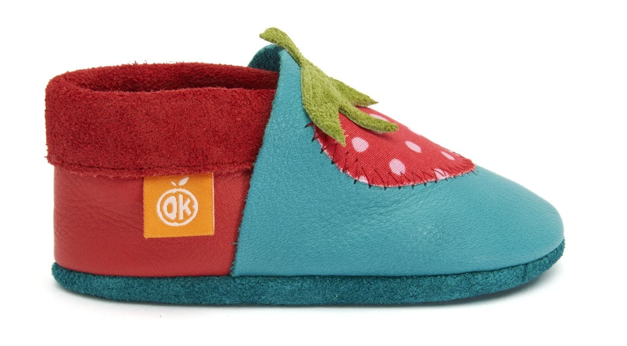 Orangenkinder Hausschuhe Erdbeere Türkis/rot 5 Orangenkinder Hausschuhe Erdbeere Türkis/rot – Bild 5