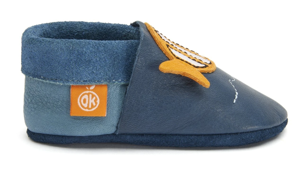 Orangenkinder Hausschuhe Fisch Blau/orange 2 Orangenkinder Hausschuhe Fisch Blau/orange – Bild 2