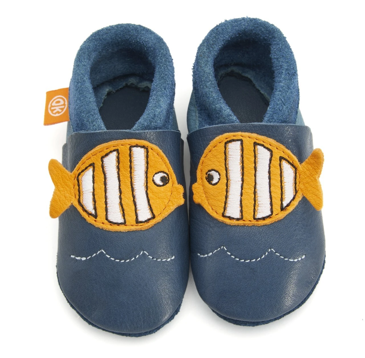 Orangenkinder Hausschuhe Fisch Blau/orange 1 Orangenkinder Hausschuhe Fisch Blau/orange
