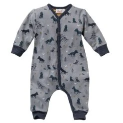 People Wear Organic Baby Overall Wölfchen Taubengrau