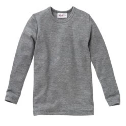 People Wear Organic Langarm-Shirt Baumwolle-Wolle-Seide Grau Melange