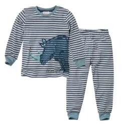People Wear Organic Jungen Schlafanzug Nashorn Blau/weiß Geringelt