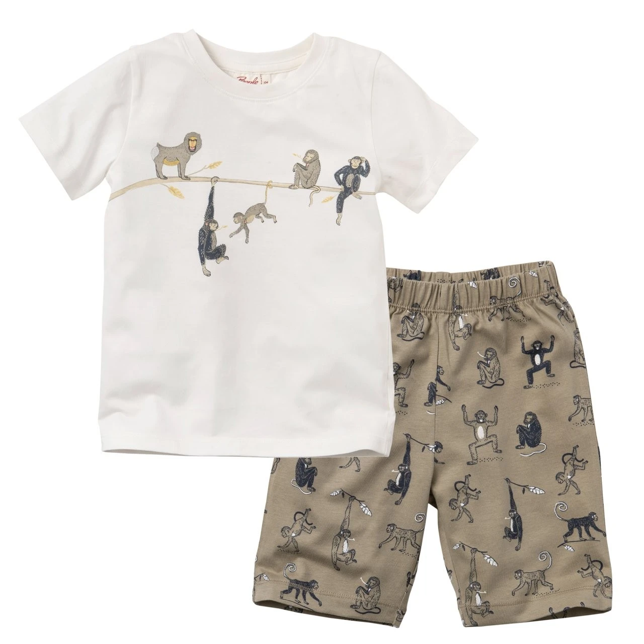 People Wear Organic Jungen Sommer Pyjama Kurz Weiß / Khaki Bio-Baumwolle 1 People Wear Organic Jungen Sommer Pyjama Kurz Weiß / Khaki Bio-Baumwolle