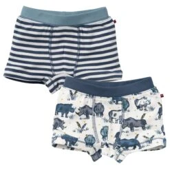 People Wear Organic 2er Set Boxershorts Nashorn + Navy Gestreift Unterhosen