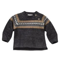 People Wear Organic Norweger Strick Pullover Anthrazit Melange Bio-Baumwolle