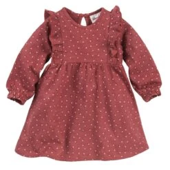 People Wear Organic Mädchenkleid Dunkelrot Beeren Langarm