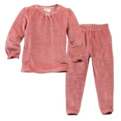 People Wear Organic Nicki Pyjama Himbeer/rosa Geringelt Bio-Baumwolle