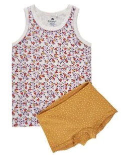 Celavi Mädchen Unterwäsche Set Blümchen Maisgelb