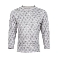 Celavi Kinder Langarmshirt Grau Rautenmuster Wolle Mit Viskose Aus Bambus