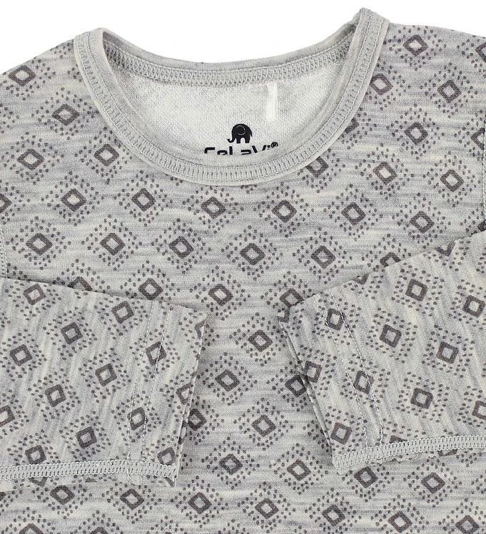 Celavi Kinder Langarmshirt Grau Rautenmuster Wolle Mit Viskose Aus Bambus 2 Celavi Kinder Langarmshirt Grau Rautenmuster Wolle Mit Viskose Aus Bambus – Bild 2