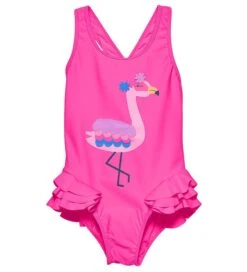 Color Kids Mädchen Badeanzug Fuchsia Pink Flamingo Rüschen