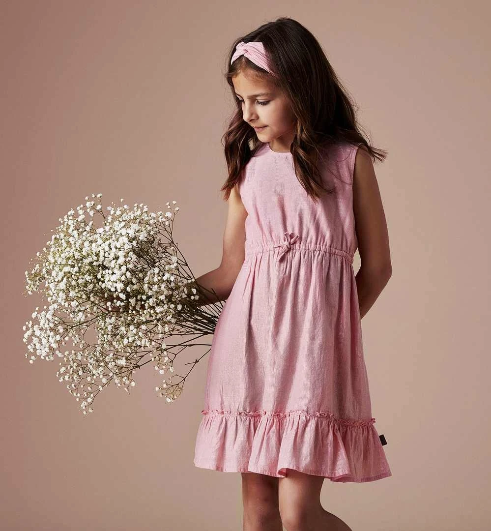 Creamie Mädchen Sommerkleid Rosa Mit Silberstreifen 2 Creamie Mädchen Sommerkleid Rosa Mit Silberstreifen – Bild 2