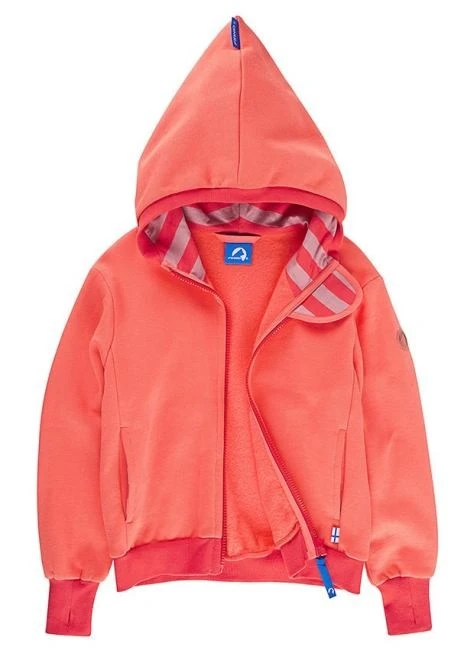 Finkid Pulssi Coral/fire Sweatjacke Zip-In Jacke Mit Kapuze 1 Finkid Pulssi Coral/fire Sweatjacke Zip-In Jacke Mit Kapuze