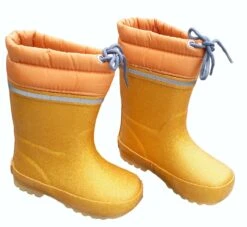 CeLaVi Glitter Gold Mädchen Thermo Winter Gummistiefel Gefüttert