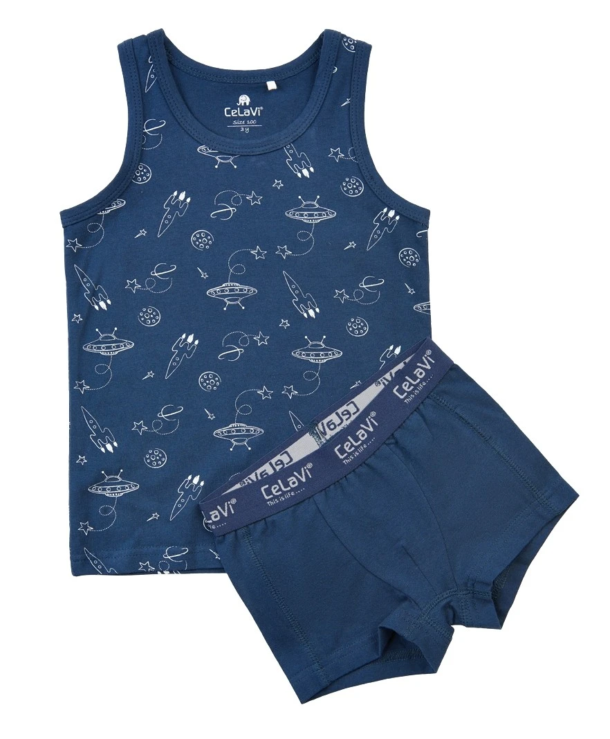 Celavi Jungen Unterwäsche Set Weltraum Rakete Navy 1 Celavi Jungen Unterwäsche Set Weltraum Rakete Navy