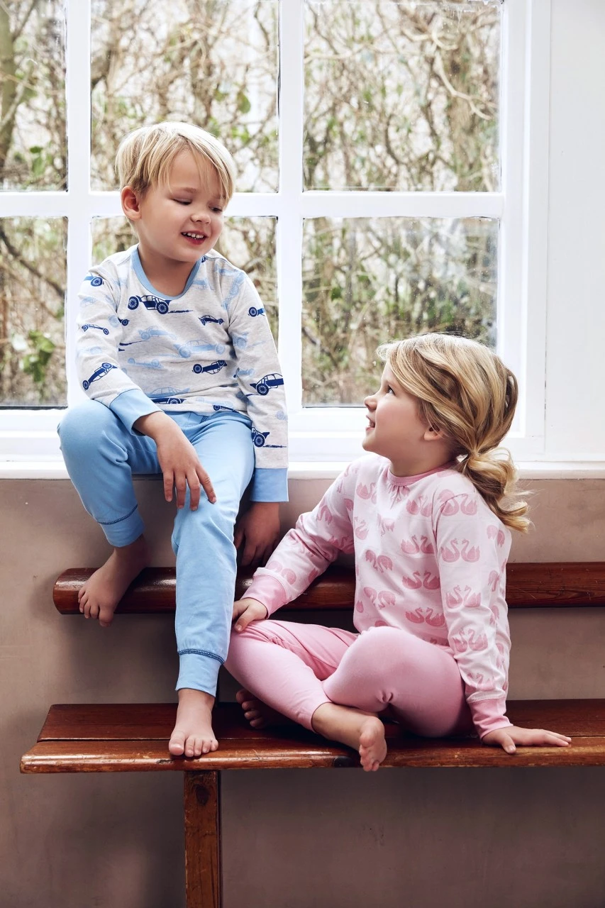 Celavi Mädchen Schlafanzug Rosa Schwäne 2 Celavi Mädchen Schlafanzug Rosa Schwäne – Bild 2