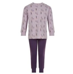 Celavi Mädchen Schlafanzug Flieder Schwäne