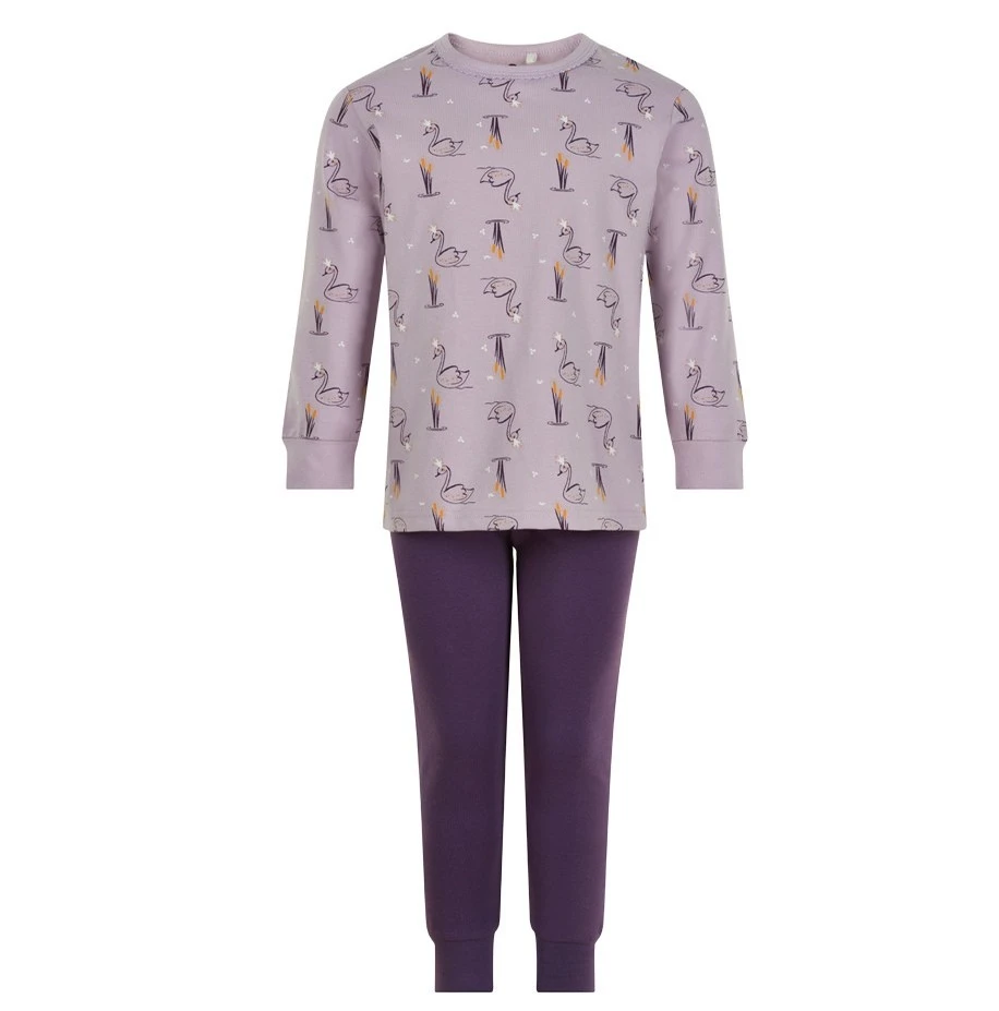 Celavi Mädchen Schlafanzug Flieder Schwäne 1 Celavi Mädchen Schlafanzug Flieder Schwäne