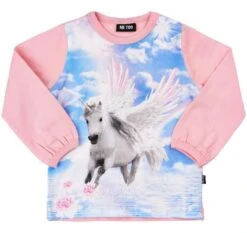 Mädchen Langarmshirt Rosa Einhorn Longsleeve