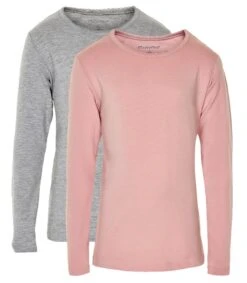 Minymo Langarmshirts 2er Pack Rosa/hellgrau BASIC