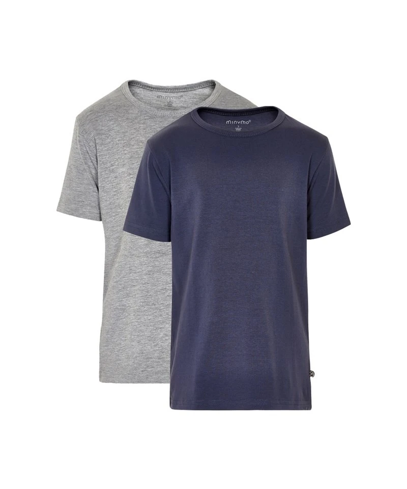 Minymo 2er Pack T-shirts Navy/hellgrau Kurzarm 1 Minymo 2er Pack T-shirts Navy/hellgrau Kurzarm
