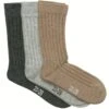 Minymo Kinder Funktionssocken 3er Pack Grau/beige Socken Mit Wolle Und Viskose