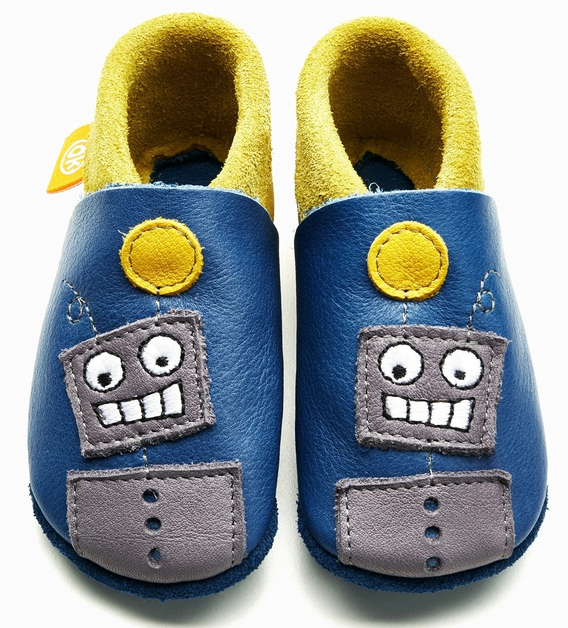 Orangenkinder Hausschuhe Roboter Bobby Lederschläppchen 1 Orangenkinder Hausschuhe Roboter Bobby Lederschläppchen