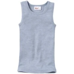 People Wear Organic Unterhemd Blau Melange Wolle Seide