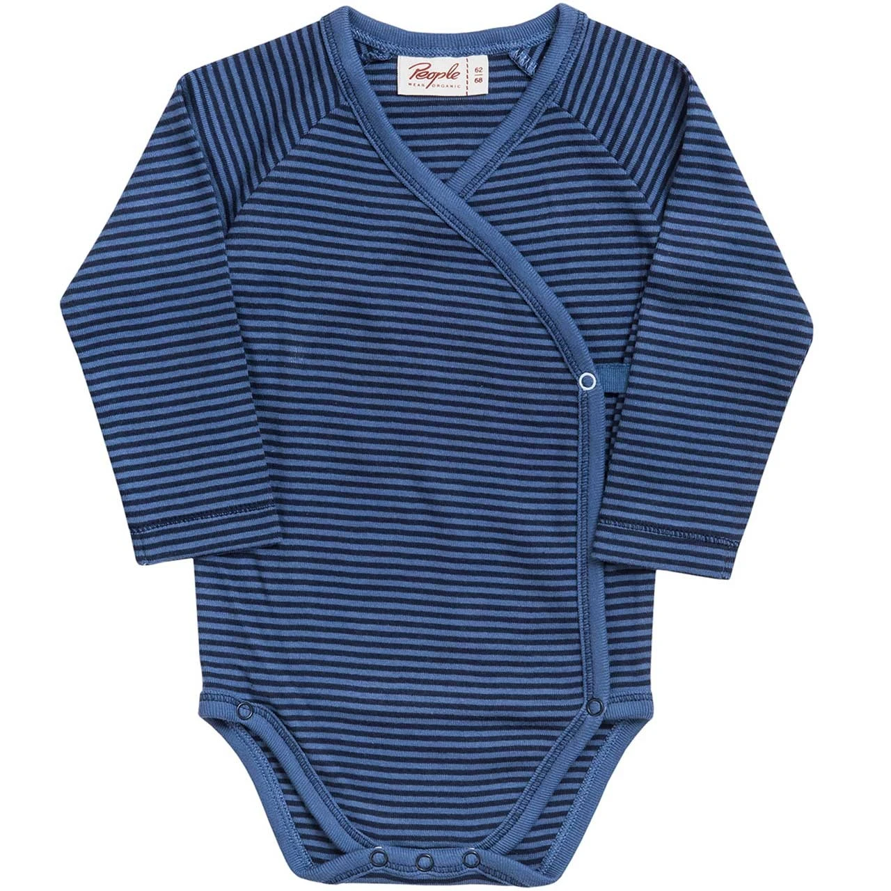 People Wear Organic Langarm Wickel-Body Jeansblau Gestreift