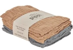Pippi Babywear Mulltücher Nougat/grau 4er Pack Organic