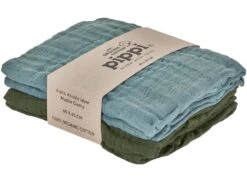 Pippi Babywear Mulltücher Petrol/oliv 4er Pack Organic