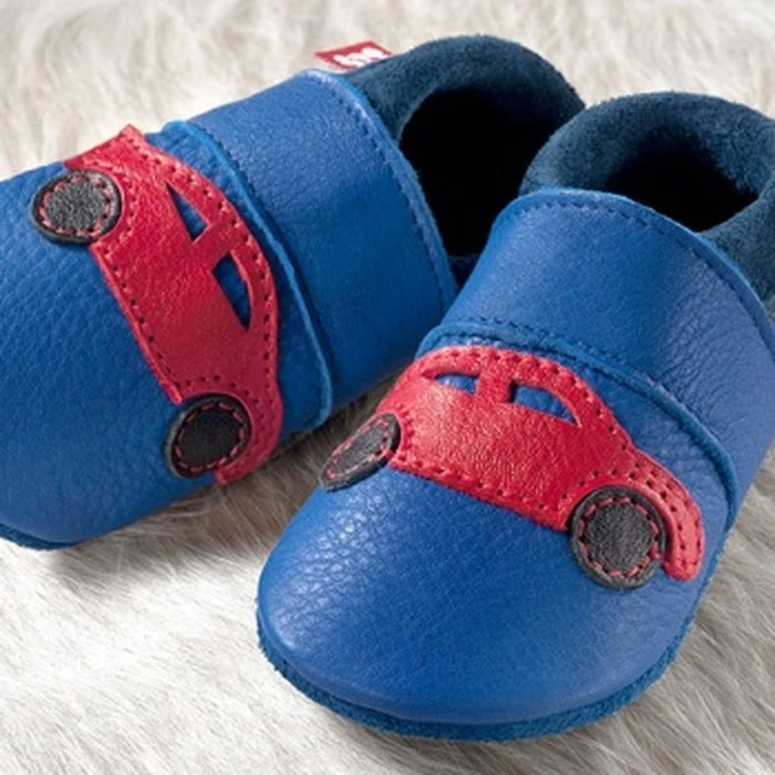 Pololo Hausschuhe Racer Rennwagen Blau/rot 2 Pololo Hausschuhe Racer Rennwagen Blau/rot – Bild 2