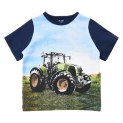 Metoo Kurzarm T-Shirt Traktor Grün/blau